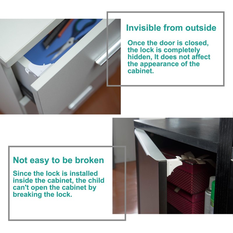 Magnetic Drawer Locks for Baby Proofing, Child Safety Magnet Cabinet
