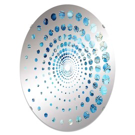 DesignQ Turquoise Mosaic in Ocean Blue I - Tropical Spiral Dot - 24x36 Inches - Oval Decorative Wall Mirror for Bathroom, Bedroom, Entryway, Living Room, Vanity Room and Modern Décor