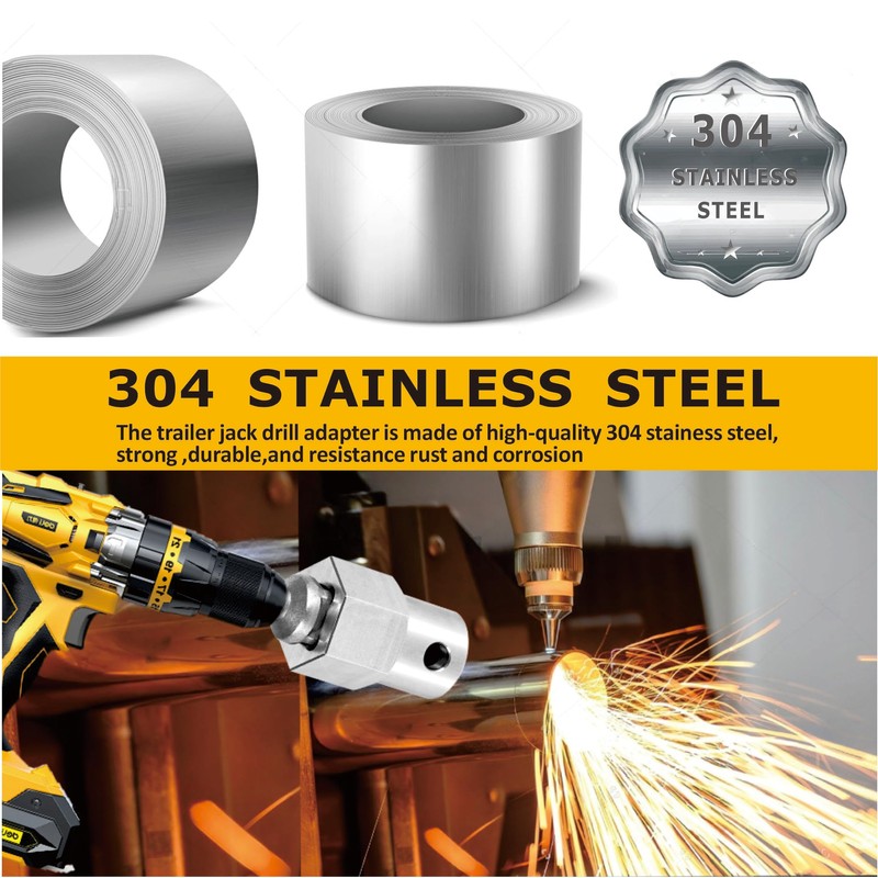 Upgraded Stainless Steel Top Wind Trailer Jack Crank Handle Cordless