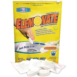 Walex Elemonate Grey Water Tank Deodorizer & Freshener - Freshens Sink & Drain Lines, Rapid Dissolving Drop-In Tablets, Ideal for RV's, Boats & Homes, Easy to Use - Fresh Lemon Scent, 5 Pack