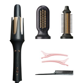 Bluelander Estilizador Multifuncional Automático 3 en 1, Rizador, Cepillo Alisador y Cepillo Voluminizador, Control de Temperatura 160–200 °C, Calentamiento Rápido, Incluye Peine y Pinzas (Negro)