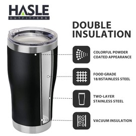 HASLE OUTFITTERS 20 oz Tumbler Bulk, Stainless Steel Tumblers with Lid, Vacuum Insulated Tumbler, Double Wall Tumbler Cup, Coffee Mugs, Black, 1 Pack