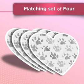 Vinyl Heart Stickers (Set of 4) - BW - ky Paw Prints Animals Pets Fun Decals for Laptops,Tablets,Luggage,Scrap Booking,Fridges #41161