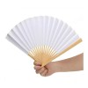 KFMX 36 Abanicos Blanco Madera Tela Fiesta Boda Recuerdos Fiesta