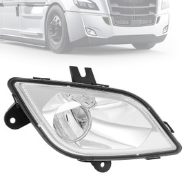 HECASA Front Right Full LED Fog Light Compatible with 2018-2024 Freightliner Cascadia Front Bumper Fog Light Lamp DRL Clear Lens Chrome Housing Passenger Side Replacement for A6603653003