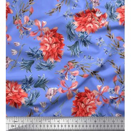 Soimoi Rayon Fabric Flower Print Fabric by Yards 56 Inch Wide