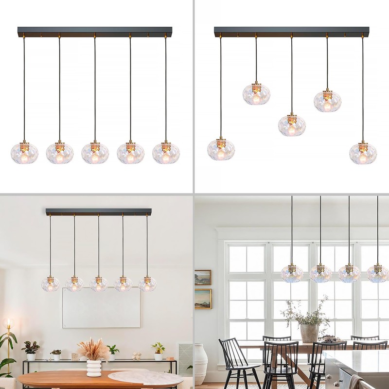7" Glass Shade Replacement for E26 Pendant Lights, Colorful Hammered