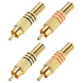 sourcing map RCA to Speaker Wire Connector, 270RCA Solder Male Gold Plated Stereo Audio Connector Adapter Jack Plug RCA Converter Gold Panel 4pcs