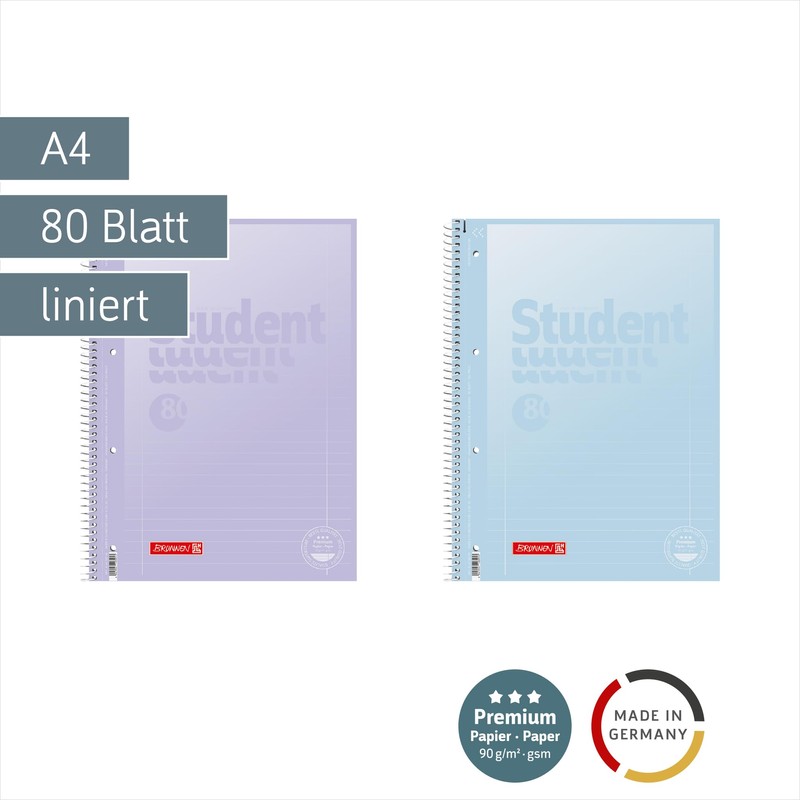 BRUNNEN College Notepad Premium Student "Pastel 2" | A4, Line