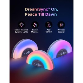 Momcozy DreamSync™ Baby Sound Machine, Night Light, APP Control Baby Sleep Trainer, Routine Builder, White Noise Machine with 34 Soothing Sounds, Wake Up Light Sunrise Alarm Clock, Wireless Speaker