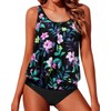 Yonique Two Piece Blouson Tankini Swimsuits for Women Modest Bathing