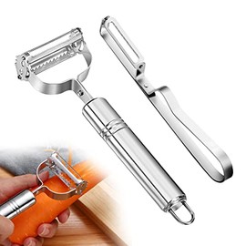 2pcs Potato Peeler with Serrated, Vegetable and Fruit Peeler Stainless Steel Speed Peeler Multi-Function Y-Shaped I-Shaped Peeler for Carrot Eggplant Cucumber Pear Apple Peeling and Shredding
