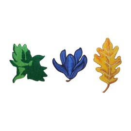 ID 1420ABC Set of 3 Fall Colored Leaf Patches Autumn Embroidered IronOn Applique