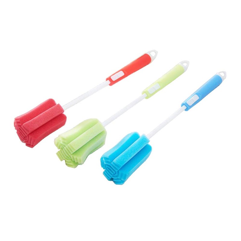 ericotry 3PCS Dishwashing Foam Sponge Brush with Adjustable Long Handle