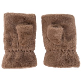 styleBREAKER 09010049 Women's Fingerless Gloves Made of Cuddly Faux Fur - Warm Plain Winter Gloves in Teddy Fur Look, brown
