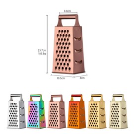 Large Cheese Grater Vegetable Slicer Stainless Steel with 4 Sides, 9.2 Inches Multifunctional Cutter Planing for Ginger, Garlic, Cucumbers, Carrots, Cheese, Potato, graters for Kitchen (Rose Gold)