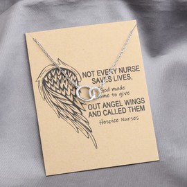 ANGEL WINGS Nurse Week Gift Necklaces for Women - Hospice Nurse Circle Design with Angel Wings