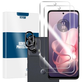 YEYEBF Moto G 5G 2024 HD Clear Tempered Glass Screen Protector + Camera Lens Protectors, [2+2 Pack] [3D Glass] [Anti-Glare] [Bubble-Free] Screen Protector Glass For Moto G 5G 2024
