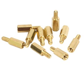 LOYELEY Brass Hex Standoff Spacer M4x10mm + 6mm Brass Hex Nut Male to Female Screw Spacer Screw Nut 10pcs