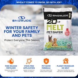 Snow Joe Pet-Safer Ice Melt Blend, Safer for Concrete and Sidewalks, 20 Pounds, MELT20PET - CMA Formula, Long-Lasting and Non-Tracking