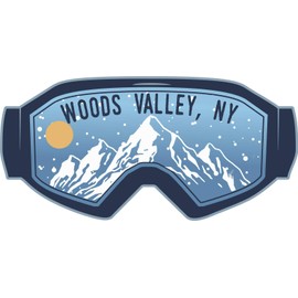 Woods Valley New York Ski Adventures Souvenir 2 Inch Fridge Magnet Goggle Design