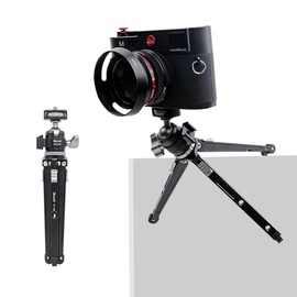 XILETU Mini Camera Tripod Metal Smartphone Holder with 360° Ball Head Cold Shoe Lightweight Portable Vlog Travel Selfie Stick Handle Compact Desktop Tripod