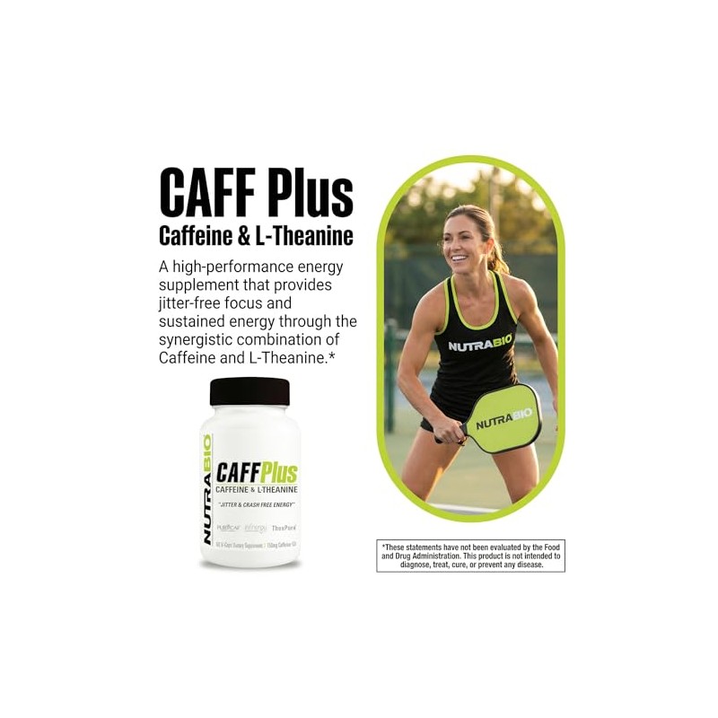 Nutrabio - CaffPlus - Cafeina de Doble Fuente con 200