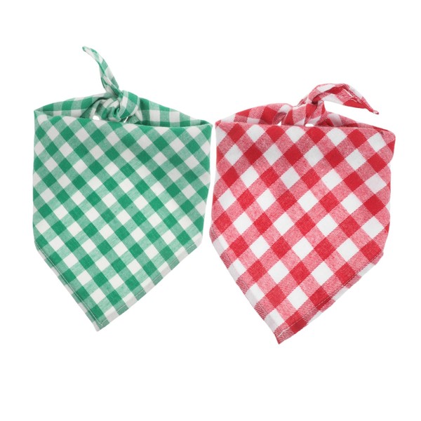 BUGUUYO 2pcs Adjustable Dog Bandanas for Small Dogs Cats Checkered