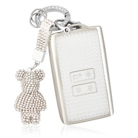 OFF WE GO Car Key Case Key Cover for Renault Clio Captur Dacia Duster Scenic Kadjar Megane Talisman Koleos Espace Zoe Arcan Key Cover with Key Fob White