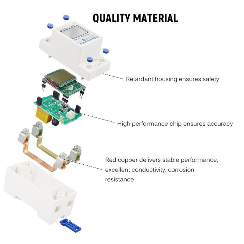 Digital Electric Energy Meter Single Phase DIN Rail Electricity Meter