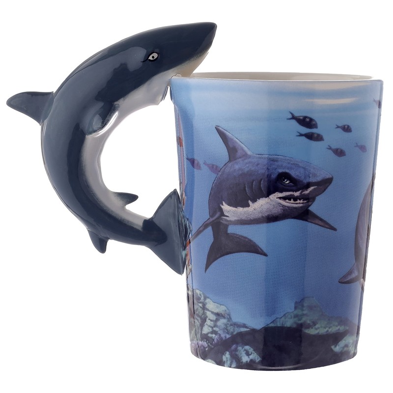 Puckator Lisa Parker Haifisch geformter Henkel Tasse aus Dolomit-Keramik