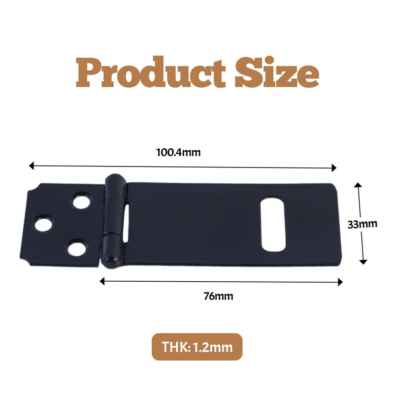 GTILE 6 Pcs Lock Hasp Latch, 3 Inches Black Padlock