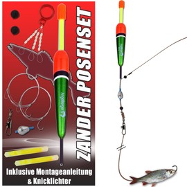 Angel-Berger Zander Floats Set Bait Fish Assembly with Glow Stick Ready2Fish Fishing Set Zander
