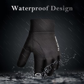flintronic Windproof Winter Warm Gloves, Touchscreen Waterproof Cycling Gloves with Elastic Cuffs, Non-Slip for Cycling, Motorcycle, Skiing, Riding, Running - Men/Women