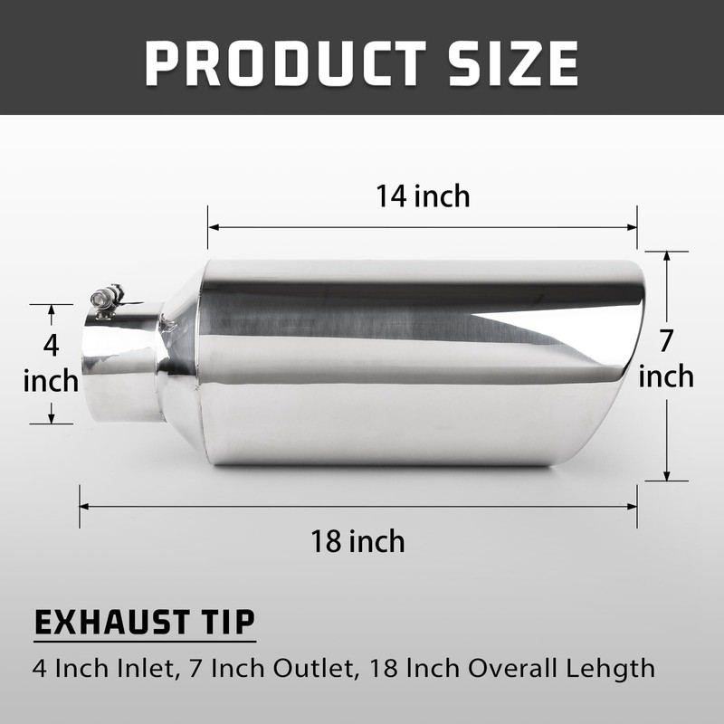RP Remarkable Power, Exhaust Tip 4" Inlet 7" Outlet 18"