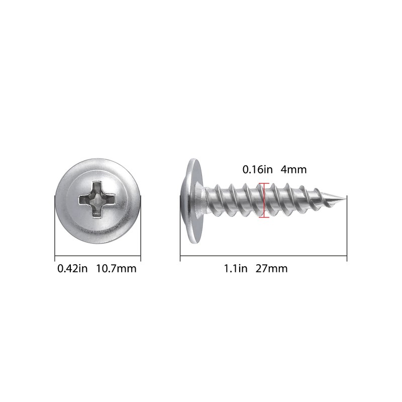 (250 pcs)#8×1" Phillips Truss Head Wood Screws Stainless Steel 410