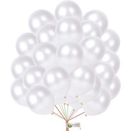 12 inch White Party Balloons 25 Pack Strong Metallic Balloons For Happy Birthday Kids Party Weddings Engagements White Theme Party Decoration Supplies
