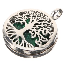 Healvian Hollow Tree of Life Pendant Necklace Natural Gemstone Crystal Charm 1 Piece Retro Alloy Jewelry for DIY Crafting Unique for Women and Men