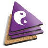 4 x Triangle Coasters - Purple Yin Yang Yoga Meditation