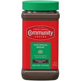 Community Coffee Cafe Special Decaf Blend Instant Coffee, Medium-Dark Roast, 7 oz Jar (Pack of 1)