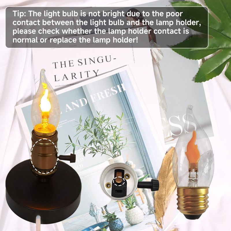 XIAOKALAMI C11/C35 LED Flame Effect Bulb, E26 Base, Flickering Candle