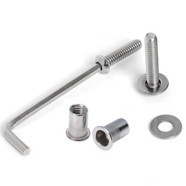 Stainless Steel 1/4-20 Rivet Nuts and Bolts 1" Button Head Socket Cap Screws 1/4-20 Flat Washers Rivnut Threaded Nutsert 30-Set