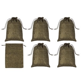 PATIKIL 9"x7" Coin Sacks Bag, 6Pcs Bank Deposit Change Transit Bags with Drawstring Canvas Gift Sacks, Brown
