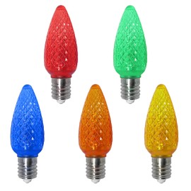 Minleon UL Listed Box of 25 C9 LED Replacement Bulbs,3 SMD LEDs in Each C9 Dimmable Lights Bulb for Outdoor String Lights,Full Waterproof and Break Resistant(Multi-Color)