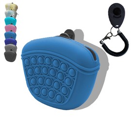 MAXSOAR Dog Treat Pouch Training Kit,Silicone Treat Bag,Small Puppy Treat Bag with Clip for Leash,Small Training pouch with Dog Clicker-BPA free (blue&training clicker)