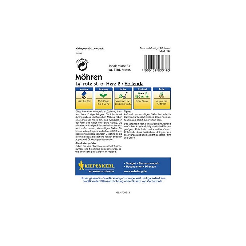 Kiepenkerl 3019 Carrot Vollenda (Carrot Seeds)