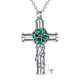 VONALA Cross Urn Necklace for Ashes Sterling Silver Frog Ashes Necklace for Women Cremation Jewelry for Ashes Memorial Jewelry for Women Men