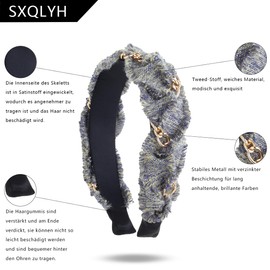 SXQLYH Wide Headband Tweed with Glitter Yarn, Wide Headband Tweed Fabric - Braided Headband - Beautiful Women's Headband Hair Accessories Hair Hoop for Women and Girls (Blue)