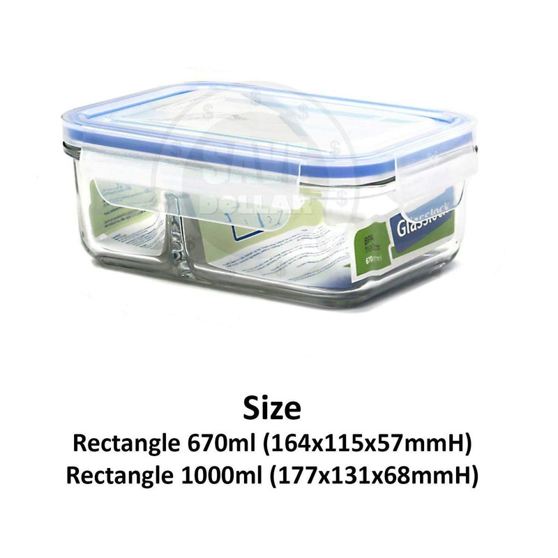 Glasslock Duo 3 Piece Clear Tempered Glass Microwave, Dishwasher, Freezer,