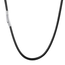 U7 Unisex Necklace 2 mm / 3 ,m, Black, Brown, Braided Wax Chain, Faux Leather Chain, Stainless Steel Clasp, Trendy Simple Fashion Jewellery For Men and Women 41 cm / 46 cm / 51 cm / 55 cm / 61 cm / 66 cm / 71 cm / 76 cm, Stainless Steel